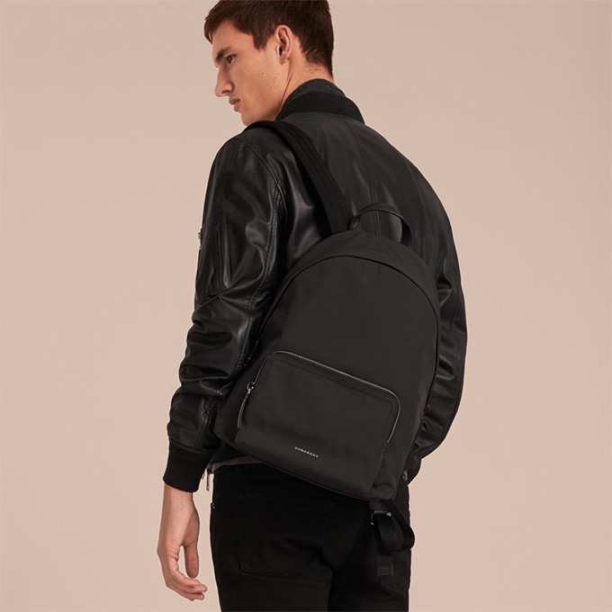 burberry technical nylon calf leather trim daily commute backpack